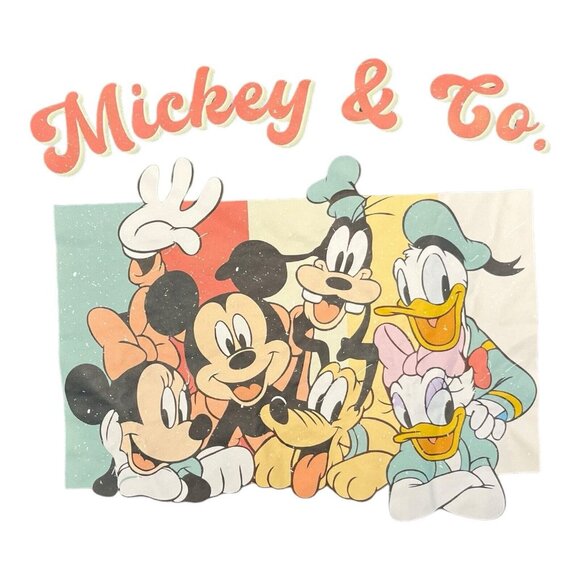 Disney Mickey Mouse & Friends Unisex Blac Crew Neck T-Shirt Size Lg Cotton Blend - Picture 2 of 7